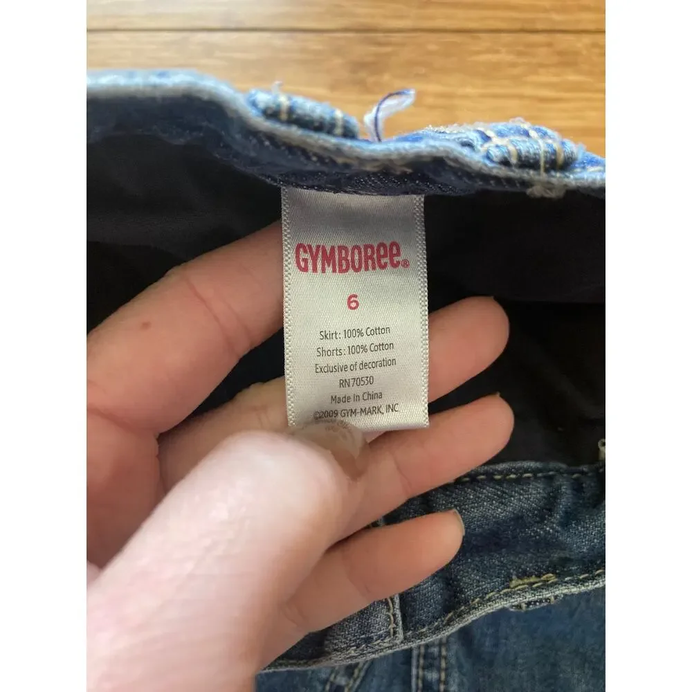 Gymboree Denim Mini Skirt With Built In Shorts, Size 6